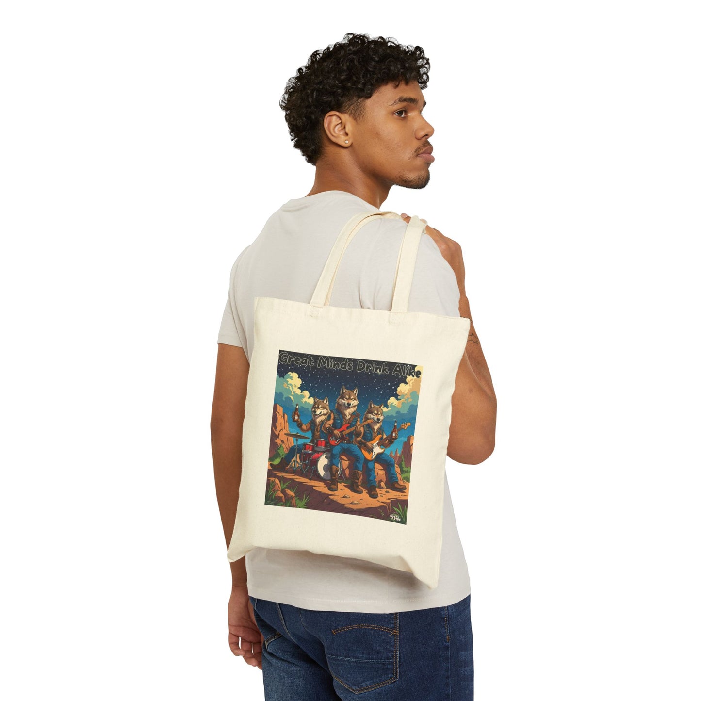 Great Minds Drink Alike Vintage-Inspired Cotton Canvas Tote Bag - Eco-Friendly, Reusable Grocery Bag, Beach Bag, Art Lovers Gift, Bohemian Style