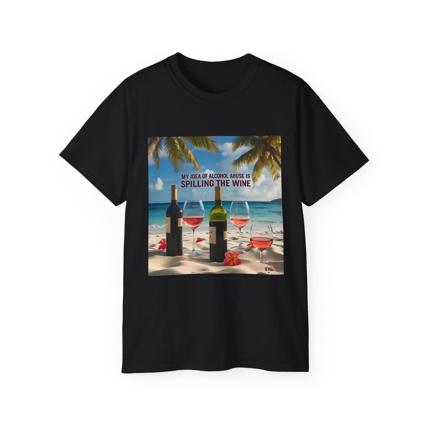 Spilling the Wine - Beach Vibes Wine Tee - Perfect for Summer Gatherings, Gift for Wine Lovers, Casual Outing, Relaxing at the Shore, Beach Party Apparel