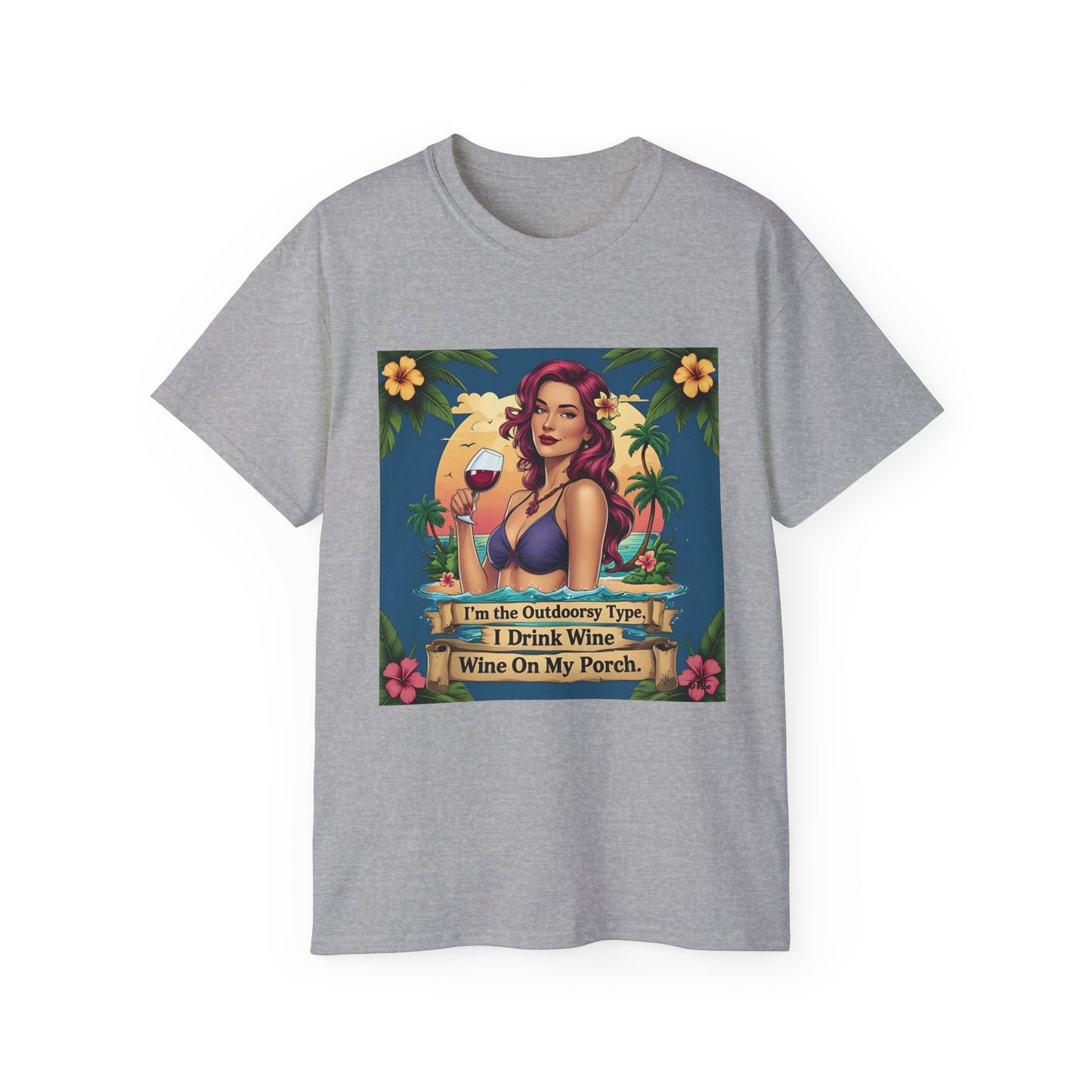 I Drink Wine on my Porch - Wine Lover's Unisex Tee, Perfect Gift for Outdoor Enthusiasts, Summer Vibes, Garden Parties, Wine Nights, Casual Comfort