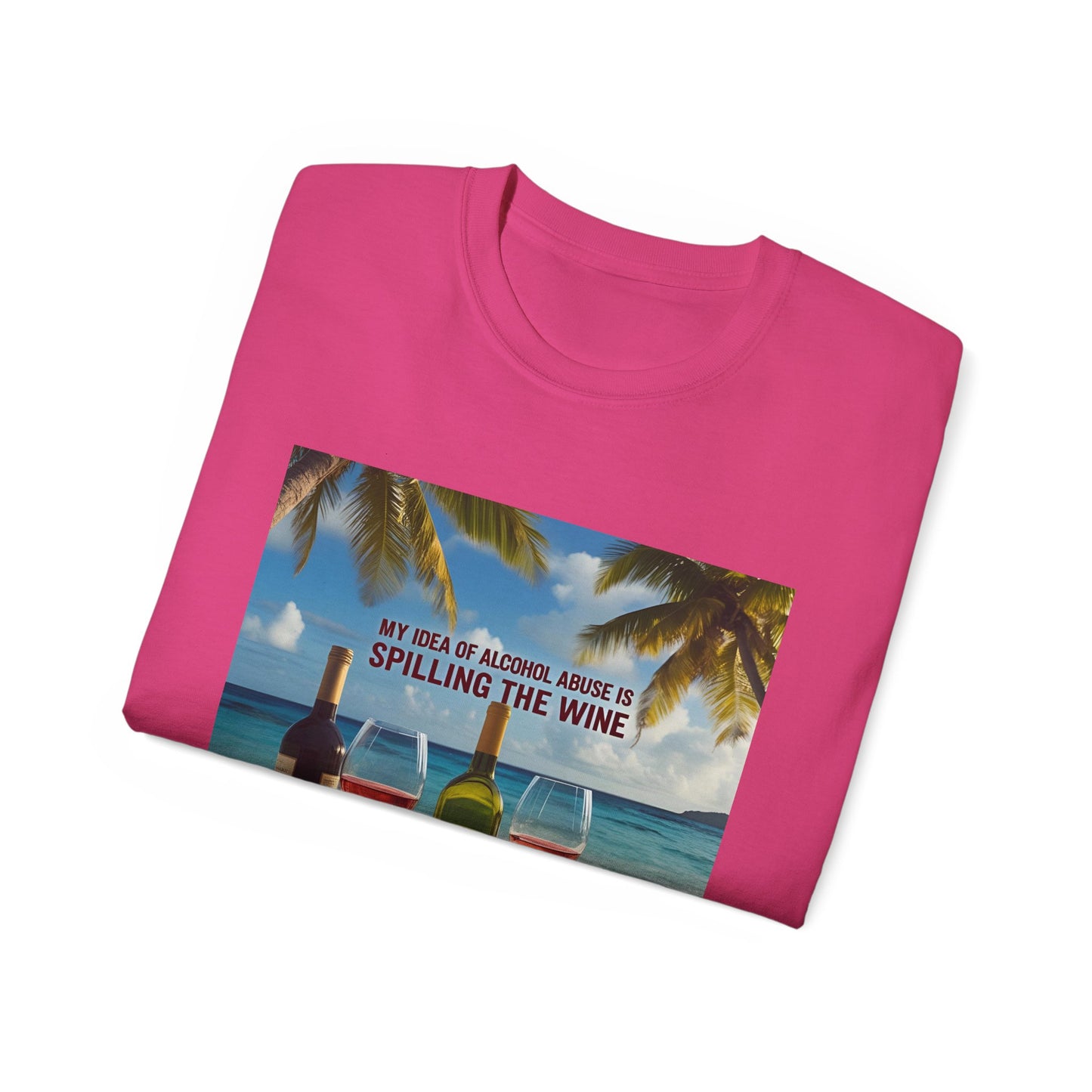 Spilling the Wine - Beach Vibes Wine Tee - Perfect for Summer Gatherings, Gift for Wine Lovers, Casual Outing, Relaxing at the Shore, Beach Party Apparel