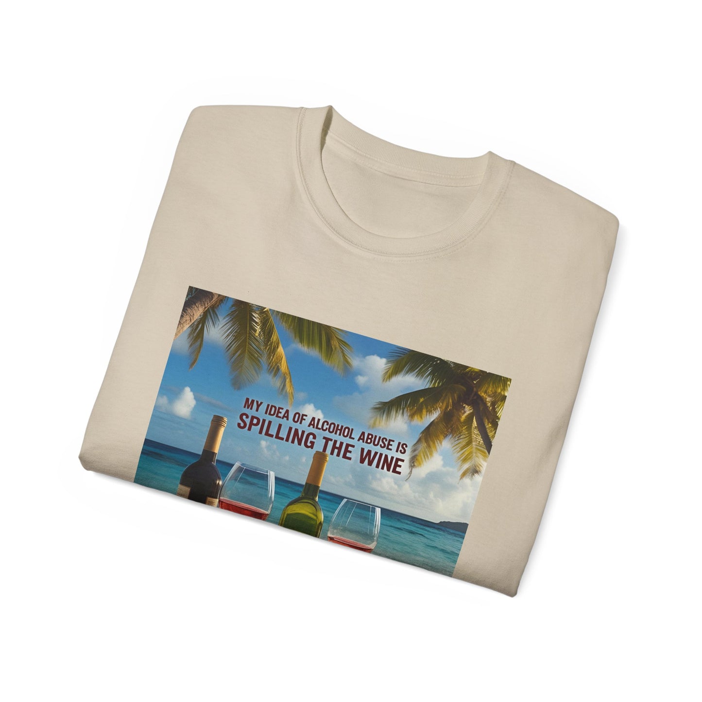 Spilling the Wine - Beach Vibes Wine Tee - Perfect for Summer Gatherings, Gift for Wine Lovers, Casual Outing, Relaxing at the Shore, Beach Party Apparel