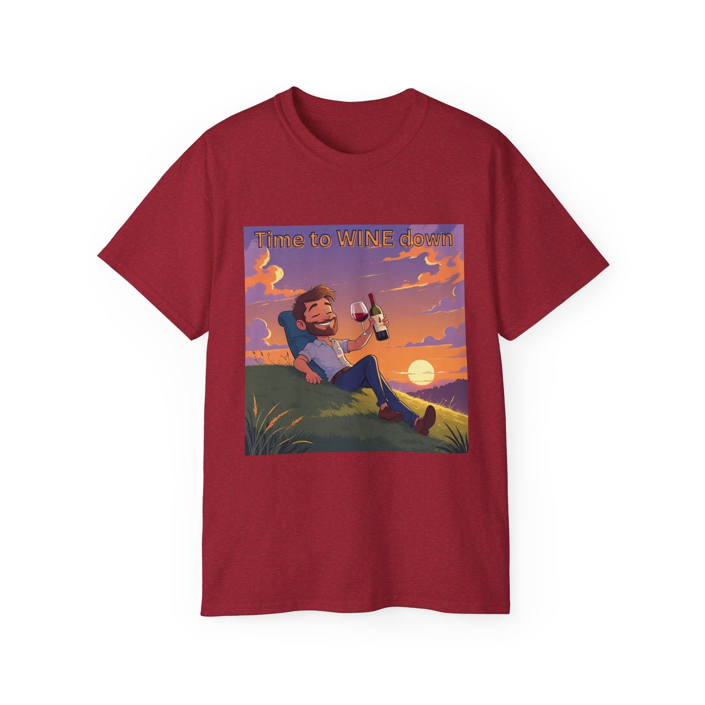 Time to Wine Down - Sunset Wine Vibes Tee, Relaxation Shirt, Unisex Graphic Tee, Gift for Wine Lovers, Summer Party Outfit, Chill Weekend Wear