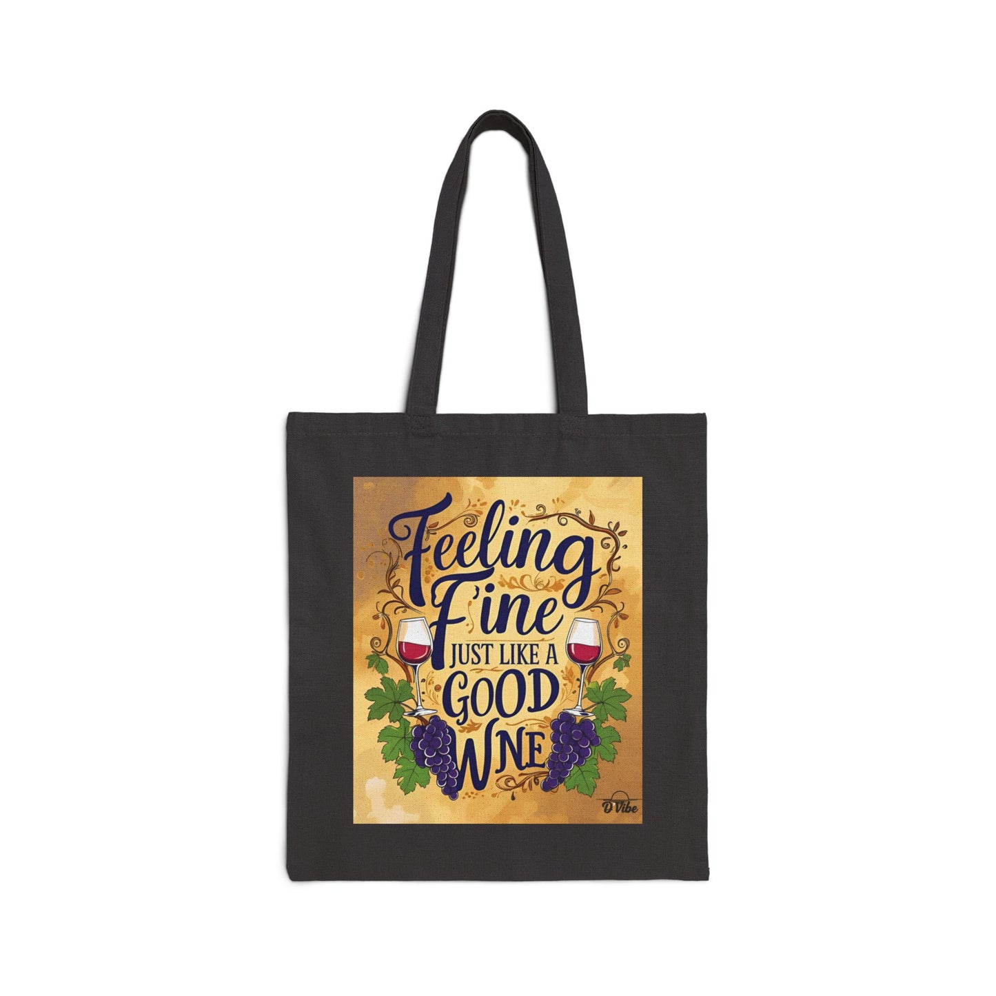 Feeling Fine Wine Tote Bag | Eco-Friendly Cotton Bag for Wine Lovers | Gift for Hostess, Travel, Grocery, Party, Celebrate