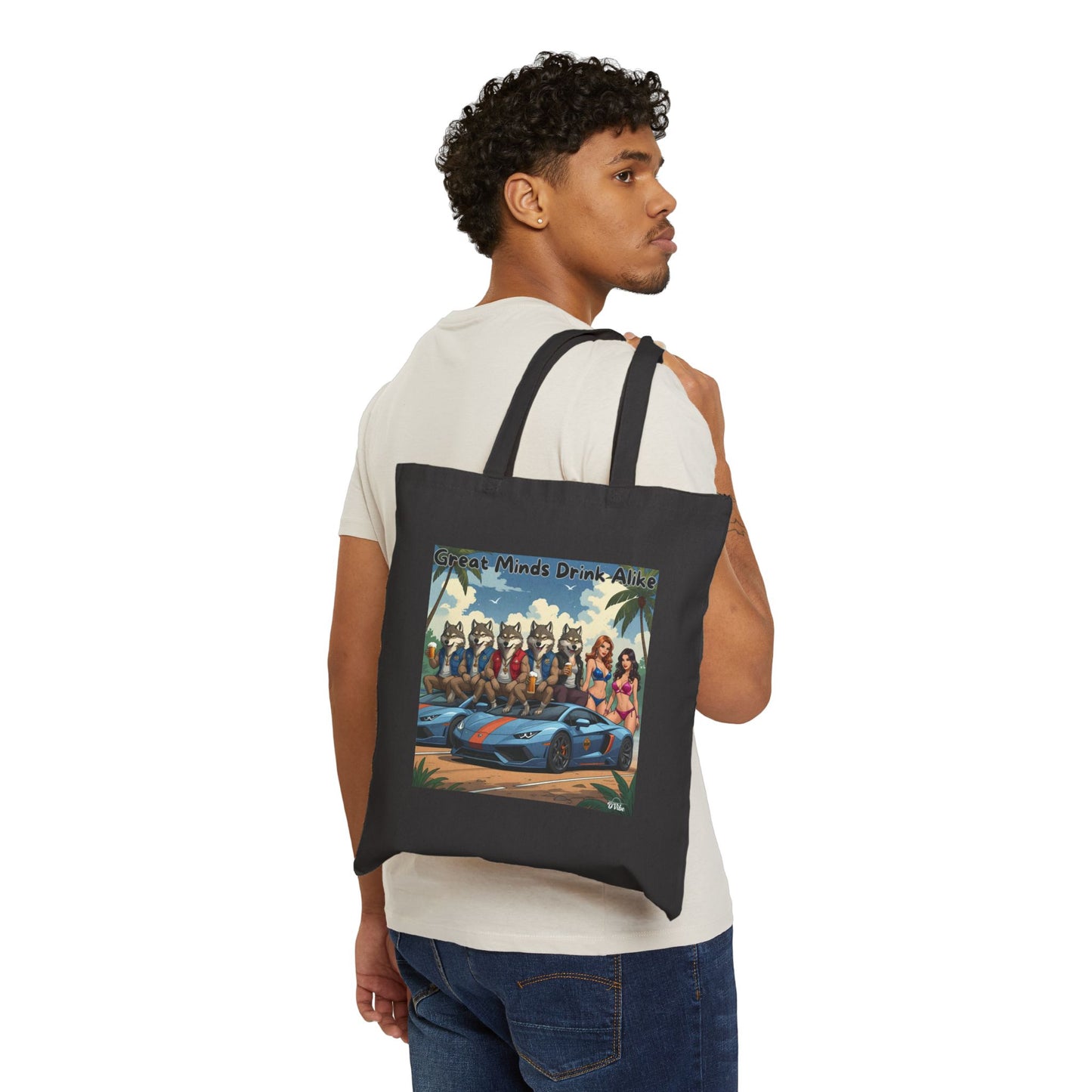 Great Minds Drink Alike - Cotton Tote Bag, Beach Bag, Eco-Friendly Grocery Bag, Unique Gift, Art Print Tote, Fun Shopping Bag