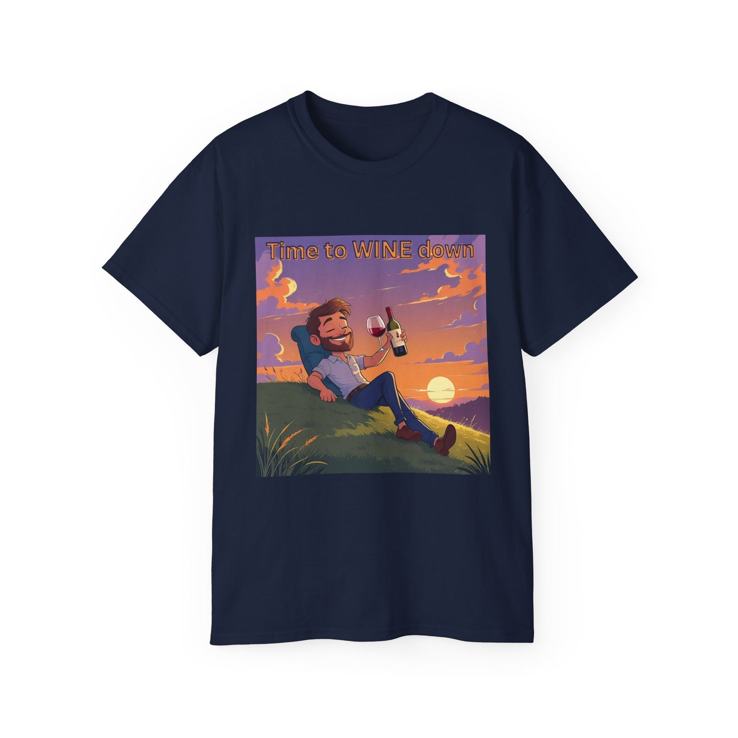 Time to Wine Down - Sunset Wine Vibes Tee, Relaxation Shirt, Unisex Graphic Tee, Gift for Wine Lovers, Summer Party Outfit, Chill Weekend Wear