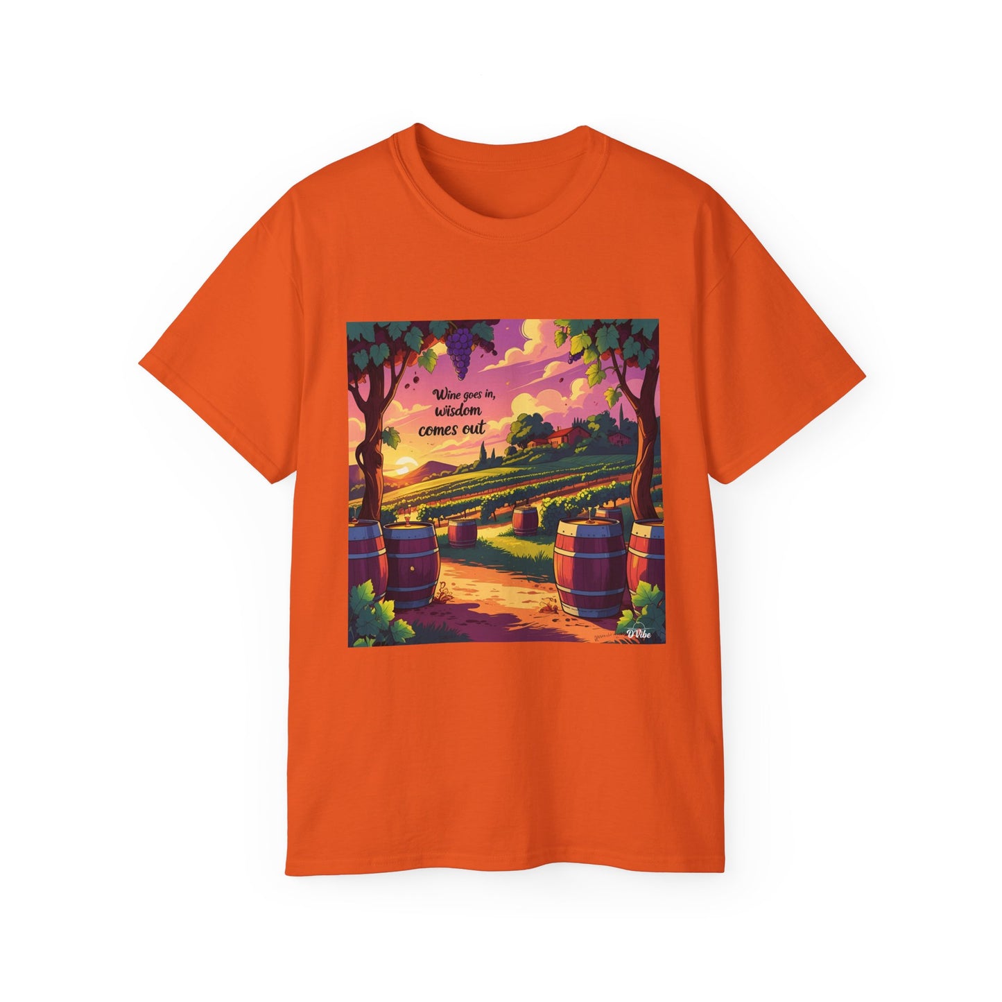 Wine Goes In Wisdom Comes Out - Vibrant Landscape Art Tee, Unisex Cotton Shirt, Nature Lover Gift, Summer Vibe Top, Hiking Apparel, Outdoor Fun T-Shirt