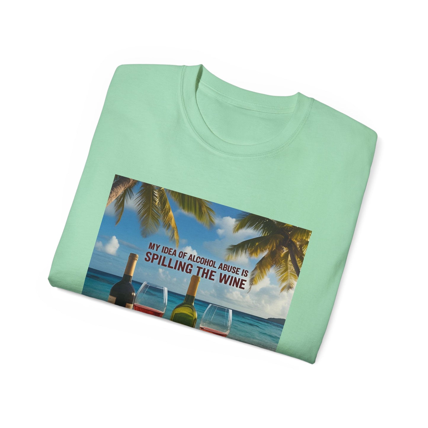 Spilling the Wine - Beach Vibes Wine Tee - Perfect for Summer Gatherings, Gift for Wine Lovers, Casual Outing, Relaxing at the Shore, Beach Party Apparel