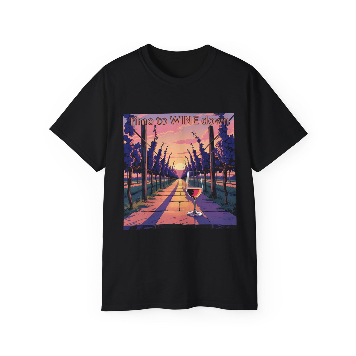 Time to Wine Down - Wine Lover's Unisex Cotton Tee - Perfect for Parties, Gifts, Relaxation, Wine Nights, and Celebrations