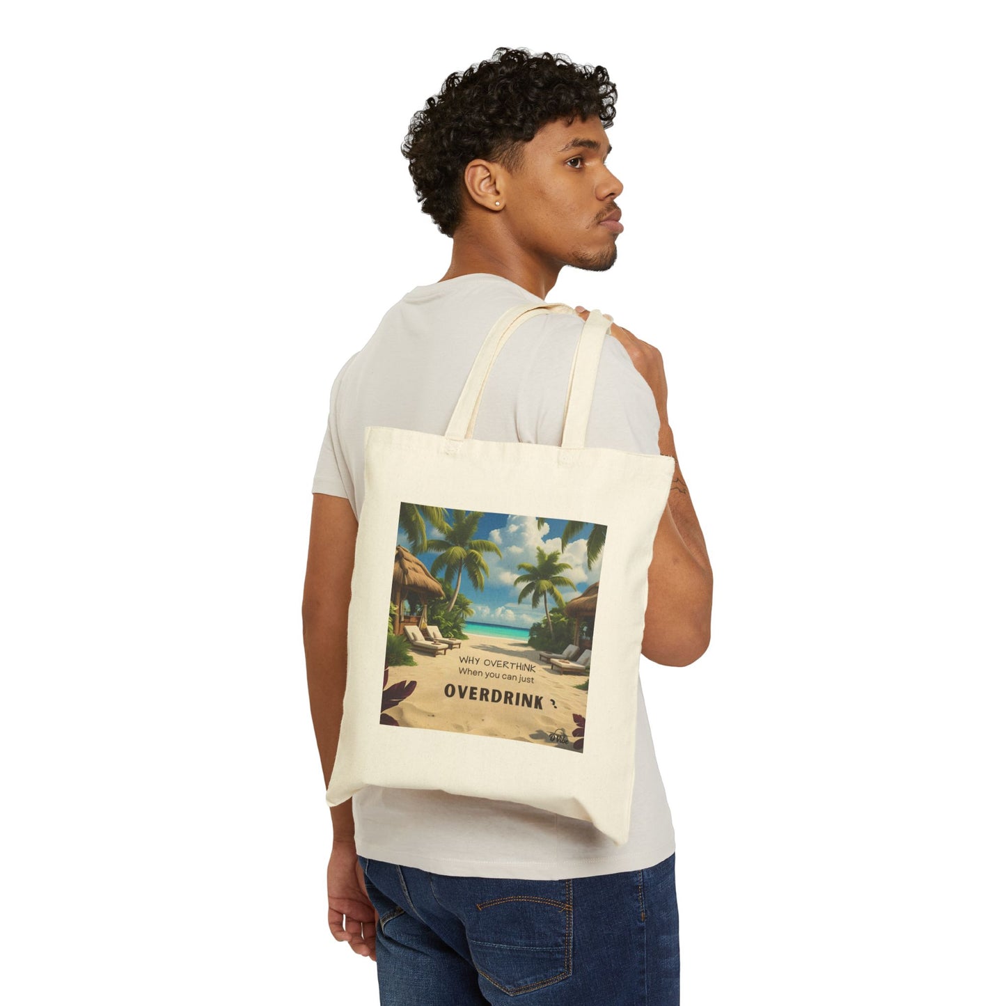 Why Overthink When You Can Overdrink - Wine Lover's Cotton Canvas Tote Bag, Eco-Friendly Shopping Bag, Gift for Wine Enthusiasts, Perfect for Parties, Market, or Beach