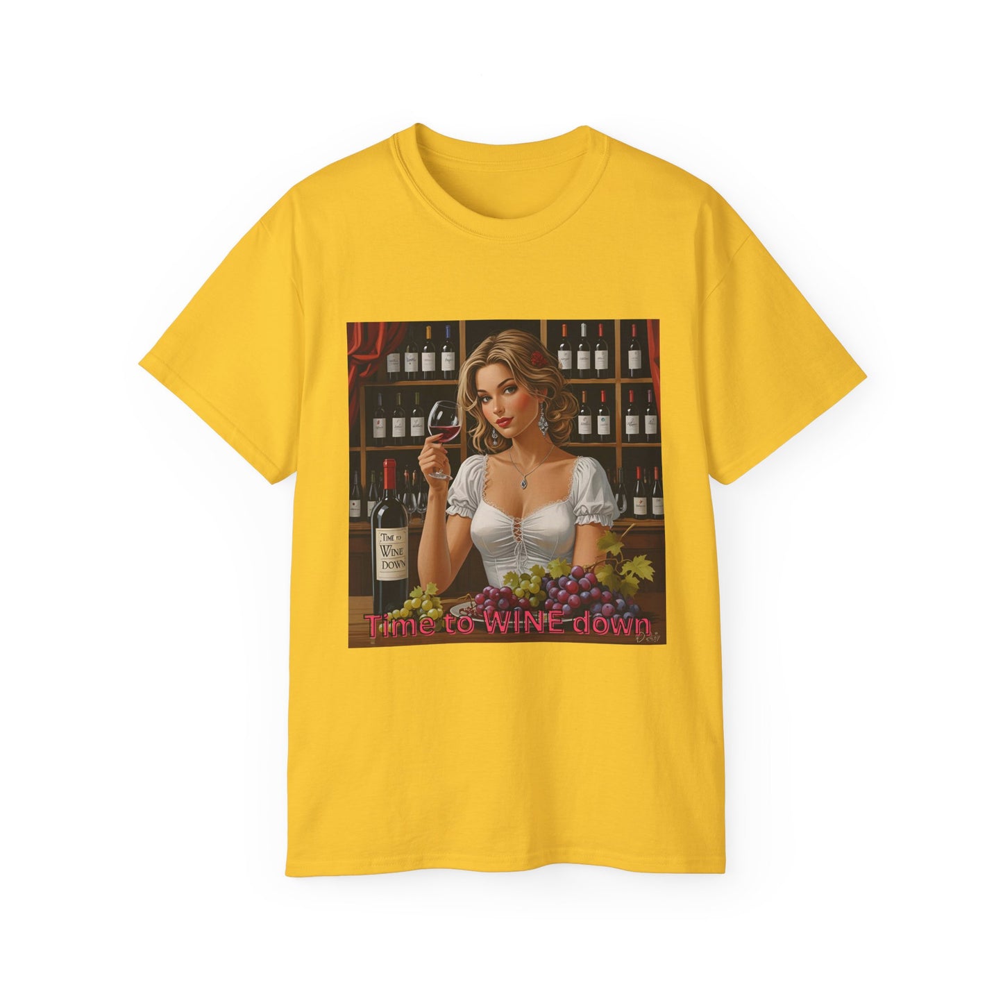 Time to Wine Down - Wine Lover's Unisex Tee, Funny Gift for Wine Enthusiasts, Vintage Wine Art Shirt, Perfect for Parties, Wine Tasting Events, Holidays