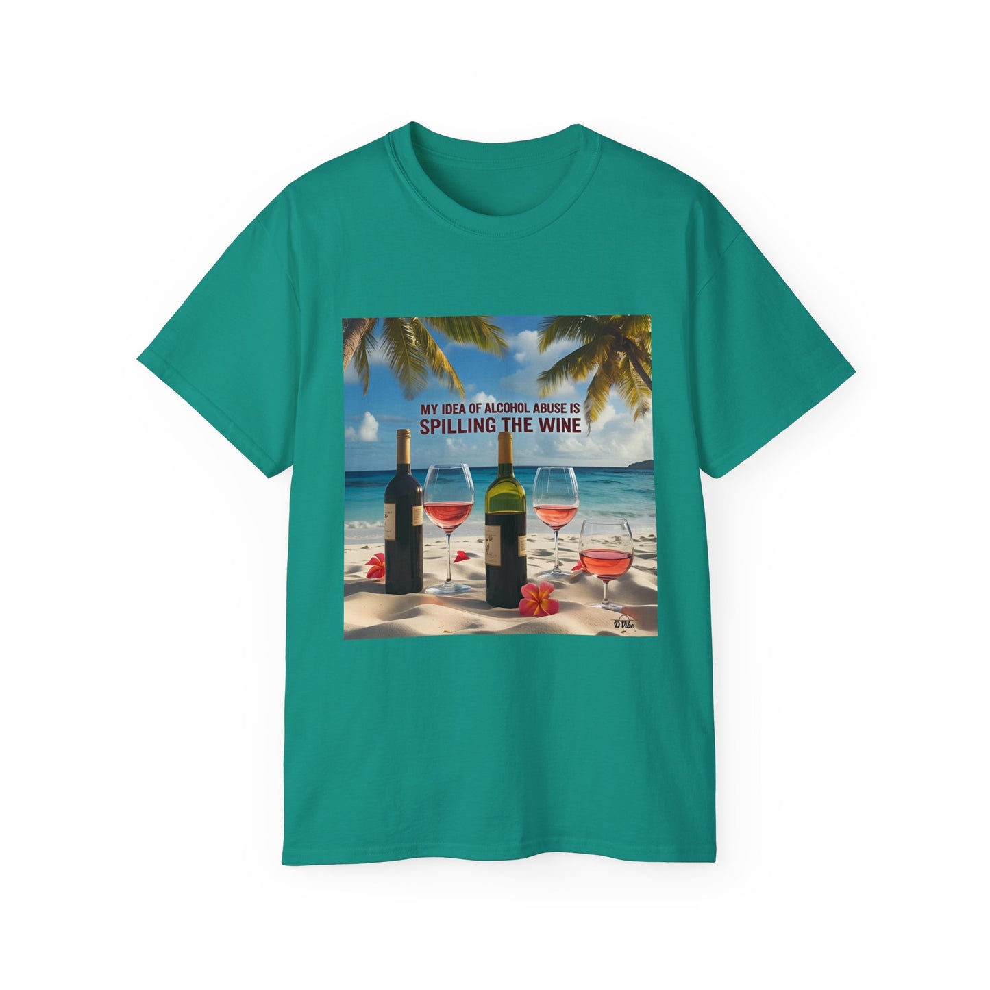 Spilling the Wine - Beach Vibes Wine Tee - Perfect for Summer Gatherings, Gift for Wine Lovers, Casual Outing, Relaxing at the Shore, Beach Party Apparel