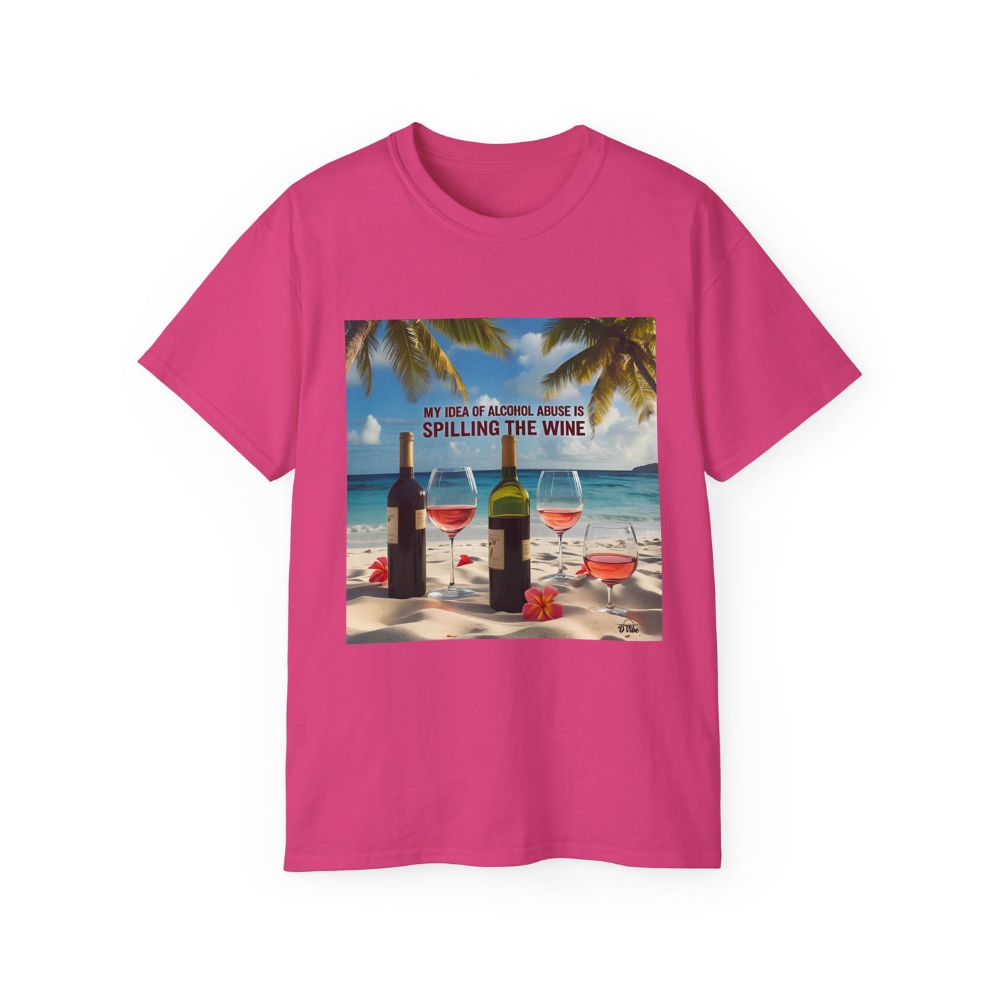 Spilling the Wine - Beach Vibes Wine Tee - Perfect for Summer Gatherings, Gift for Wine Lovers, Casual Outing, Relaxing at the Shore, Beach Party Apparel