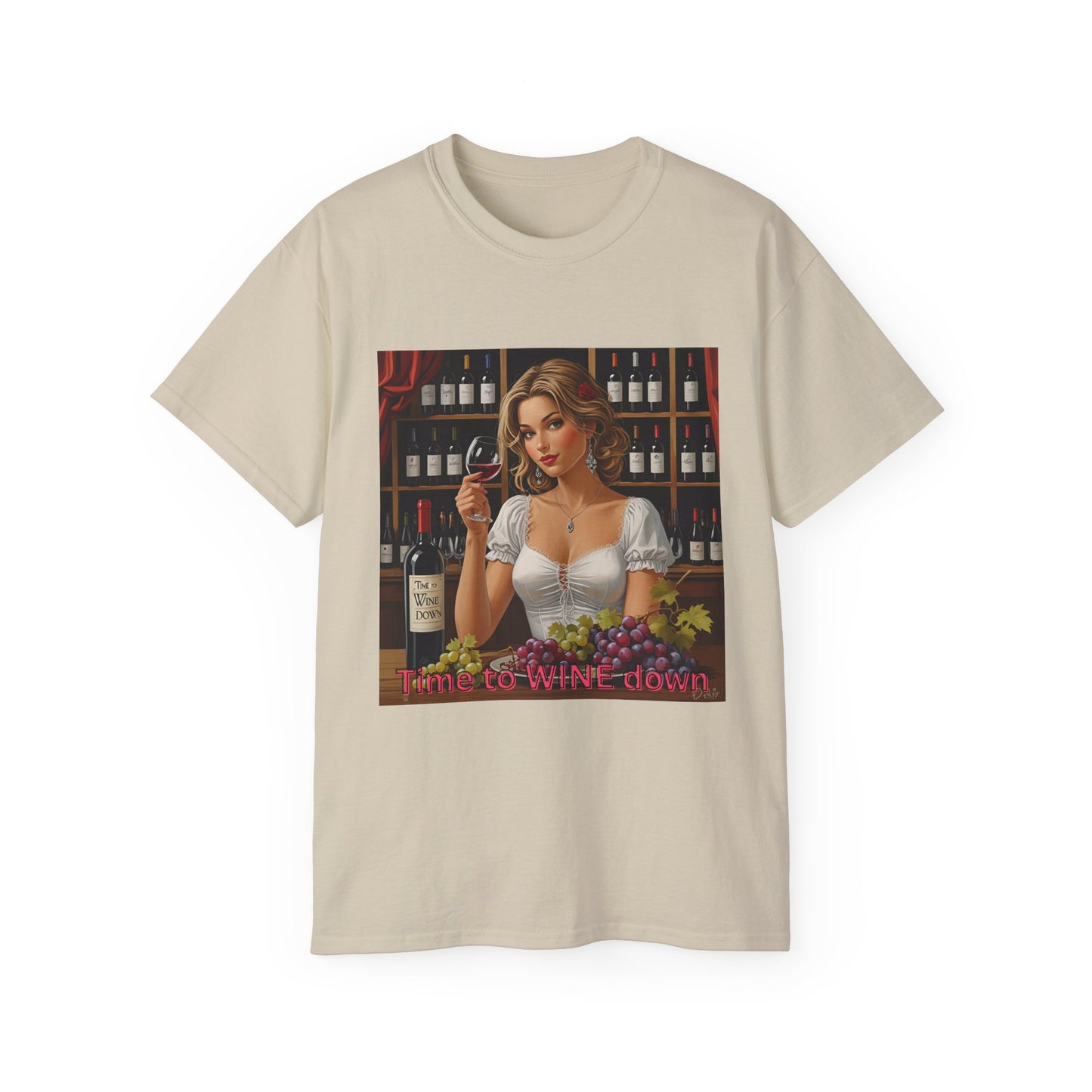 Time to Wine Down - Wine Lover's Unisex Tee, Funny Gift for Wine Enthusiasts, Vintage Wine Art Shirt, Perfect for Parties, Wine Tasting Events, Holidays