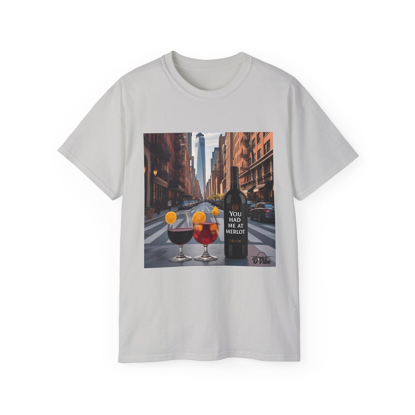 You Had Me at Merlot - Stylish Cityscape Tee with Cocktail Art - Perfect for Casual Outings, Summer Parties, Birthdays, or Unique Gifts, Art Lover's T-Shirt