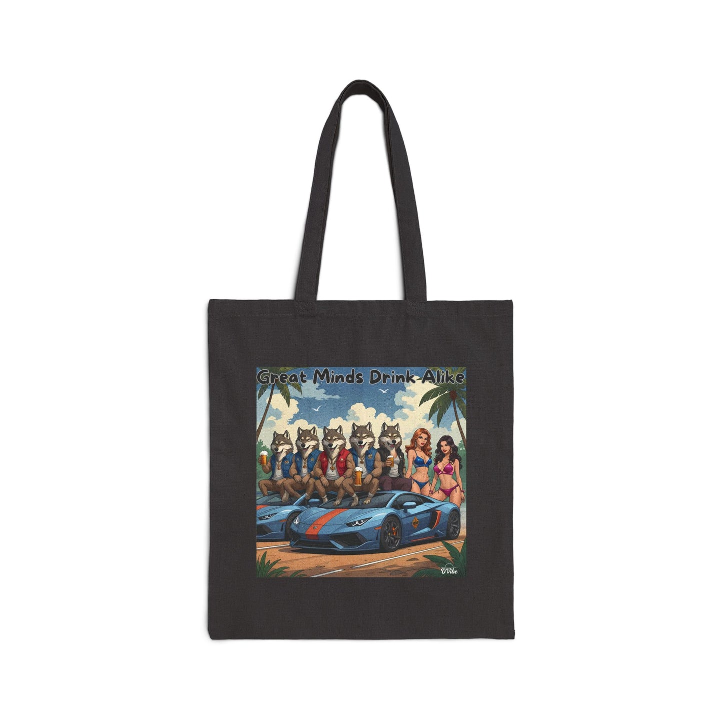 Great Minds Drink Alike - Cotton Tote Bag, Beach Bag, Eco-Friendly Grocery Bag, Unique Gift, Art Print Tote, Fun Shopping Bag