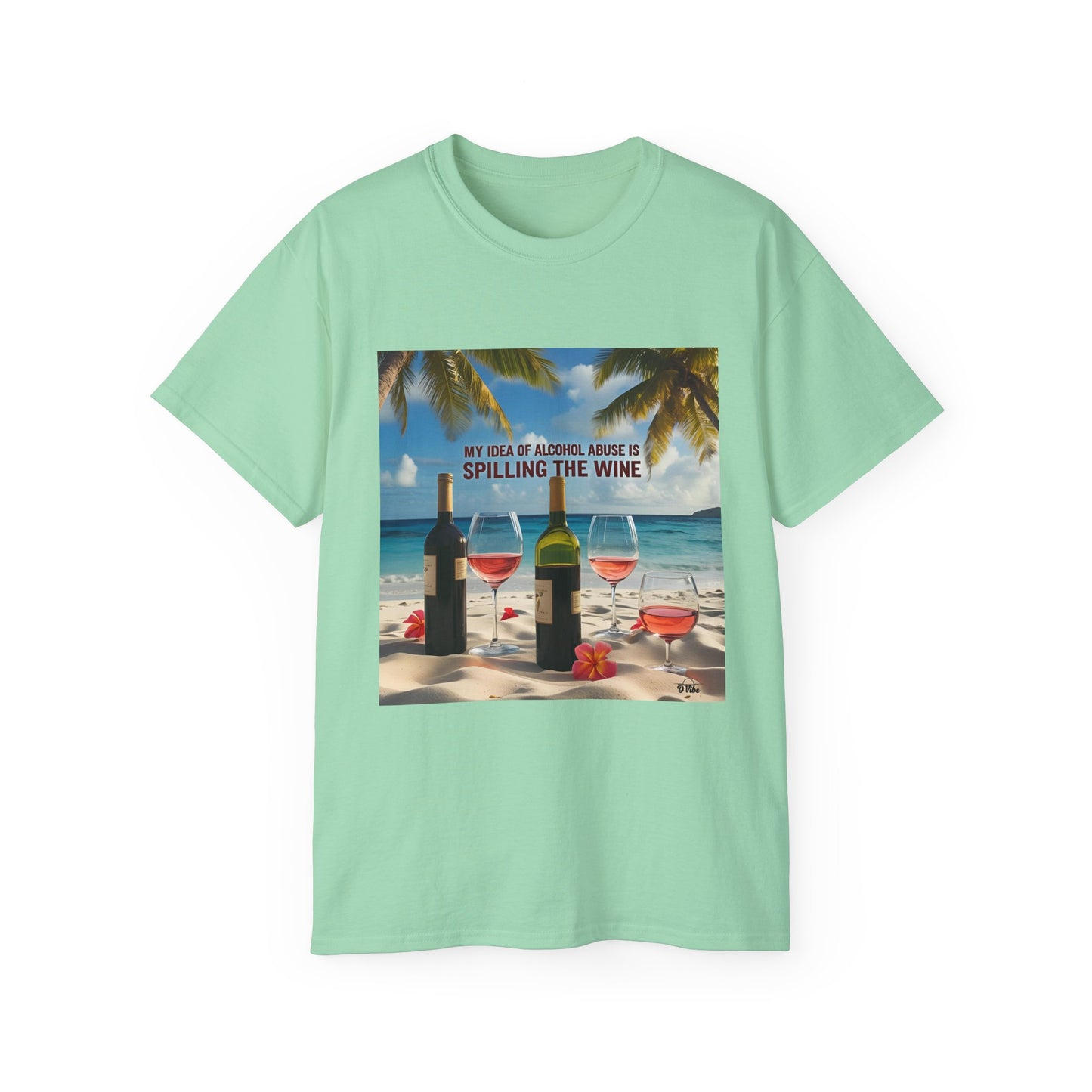 Spilling the Wine - Beach Vibes Wine Tee - Perfect for Summer Gatherings, Gift for Wine Lovers, Casual Outing, Relaxing at the Shore, Beach Party Apparel