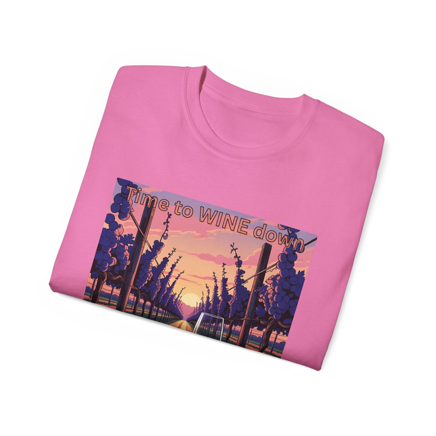 Time to Wine Down - Wine Lover's Unisex Cotton Tee - Perfect for Parties, Gifts, Relaxation, Wine Nights, and Celebrations