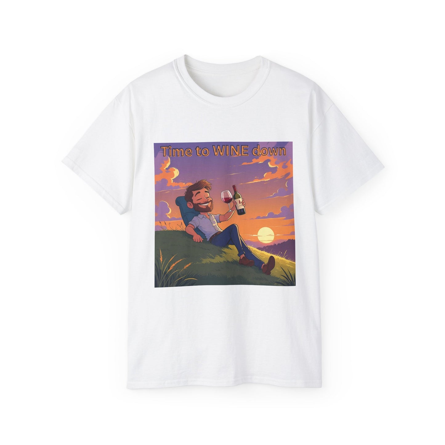 Time to Wine Down - Sunset Wine Vibes Tee, Relaxation Shirt, Unisex Graphic Tee, Gift for Wine Lovers, Summer Party Outfit, Chill Weekend Wear