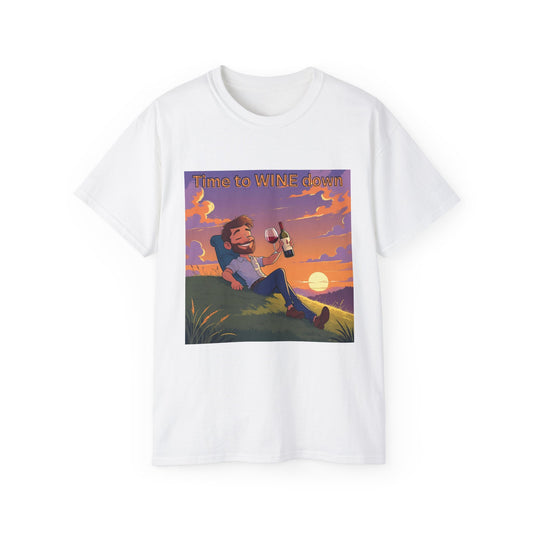 Time to Wine Down - Sunset Wine Vibes Tee, Relaxation Shirt, Unisex Graphic Tee, Gift for Wine Lovers, Summer Party Outfit, Chill Weekend Wear