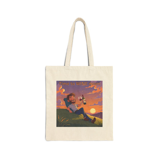 Time to Wine Down - Relaxing Sunsets Cotton Canvas Tote Bag | Eco-Friendly Shopping, Beach Bag, Gift for Friends, Seasonal Use, Travel Companion