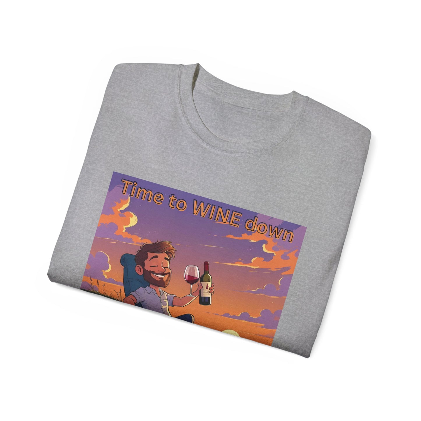 Time to Wine Down - Sunset Wine Vibes Tee, Relaxation Shirt, Unisex Graphic Tee, Gift for Wine Lovers, Summer Party Outfit, Chill Weekend Wear