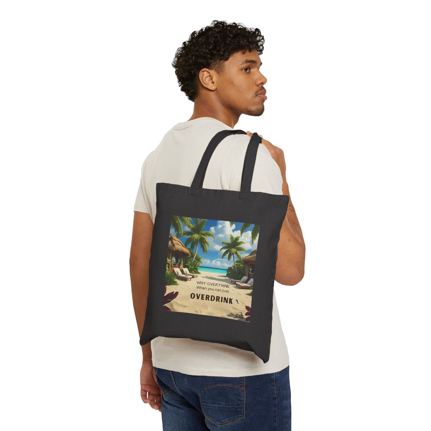 Why Overthink When You Can Overdrink - Wine Lover's Cotton Canvas Tote Bag, Eco-Friendly Shopping Bag, Gift for Wine Enthusiasts, Perfect for Parties, Market, or Beach