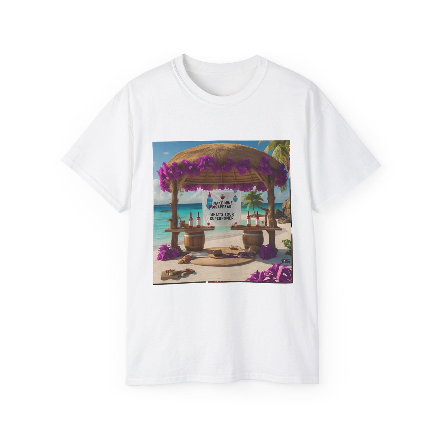 I Make Wine Disappear, What's Your Superpower - Tropical Paradise Tee | Beach Vacation Shirt, Unisex Graphic T-Shirt, Summer Apparel, Gift for Travelers, Holiday Outfit