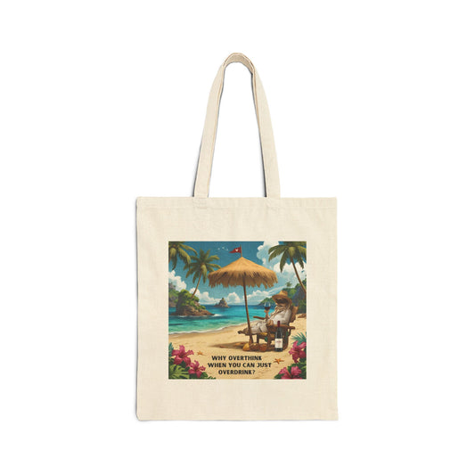 Why Overthink When You Can Just Overdrink - Vintage Summer Tote Bag - Beach Vibes, Eco-Friendly Canvas, Gift for Travelers, Design with Tropical Style, Great for Grocery Runs, [...]