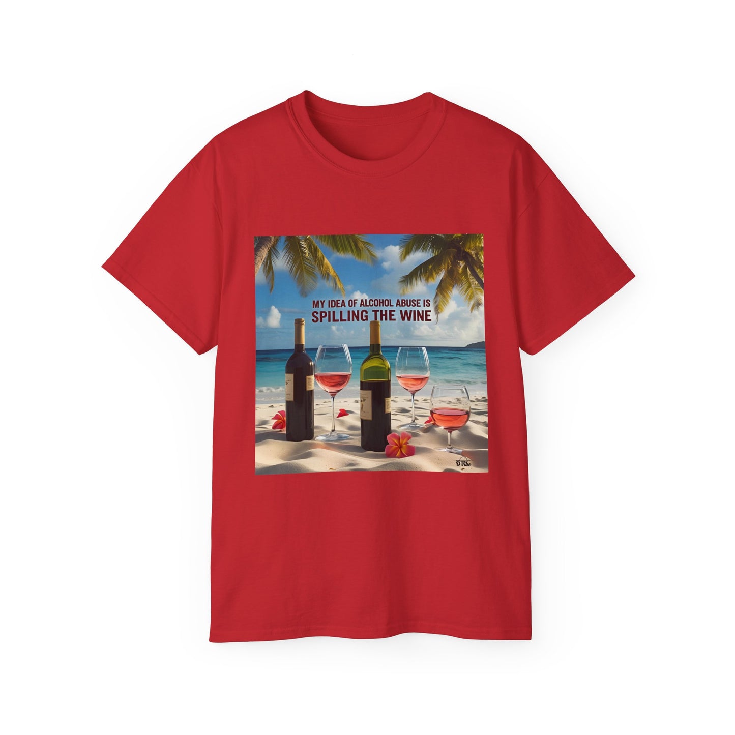 Spilling the Wine - Beach Vibes Wine Tee - Perfect for Summer Gatherings, Gift for Wine Lovers, Casual Outing, Relaxing at the Shore, Beach Party Apparel