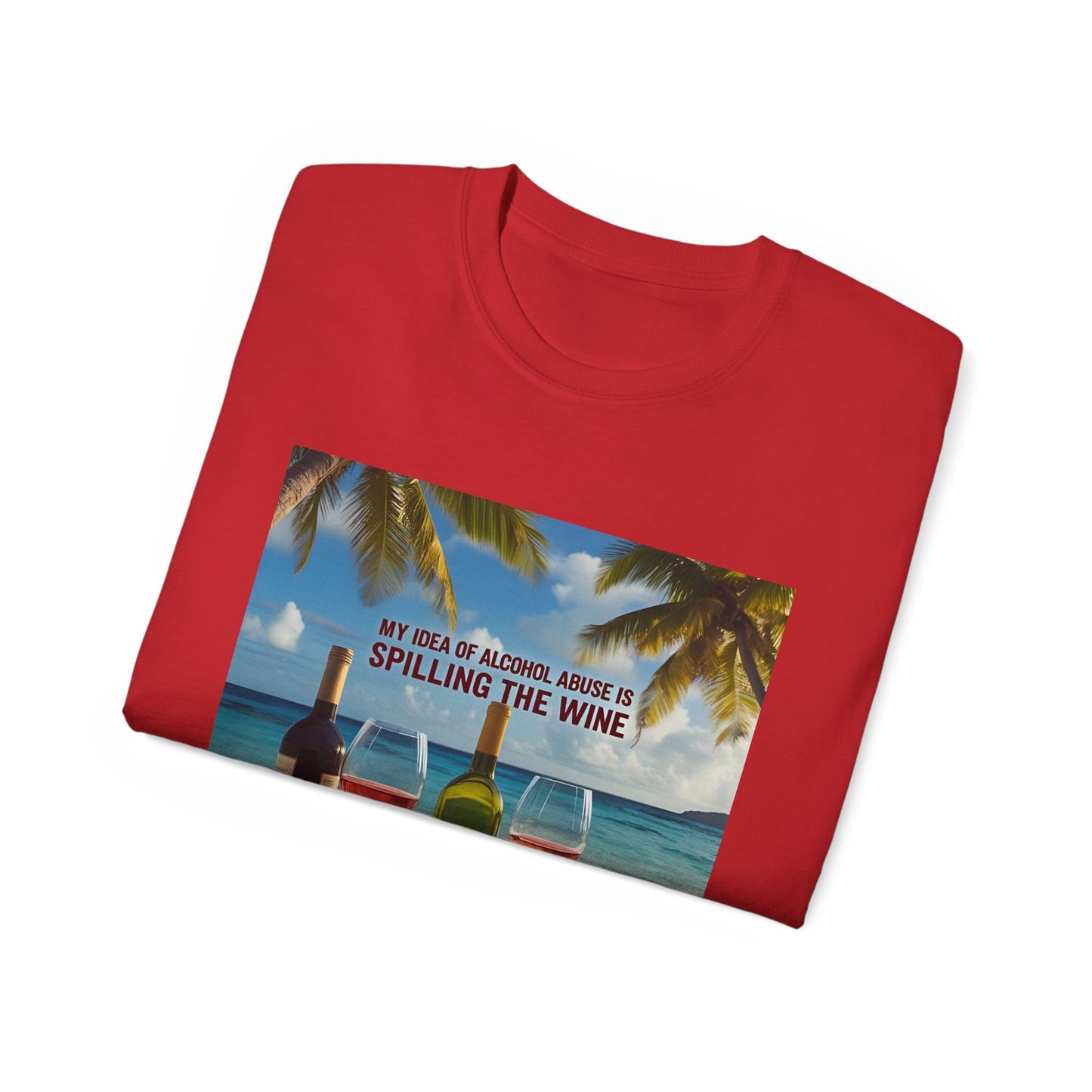 Spilling the Wine - Beach Vibes Wine Tee - Perfect for Summer Gatherings, Gift for Wine Lovers, Casual Outing, Relaxing at the Shore, Beach Party Apparel