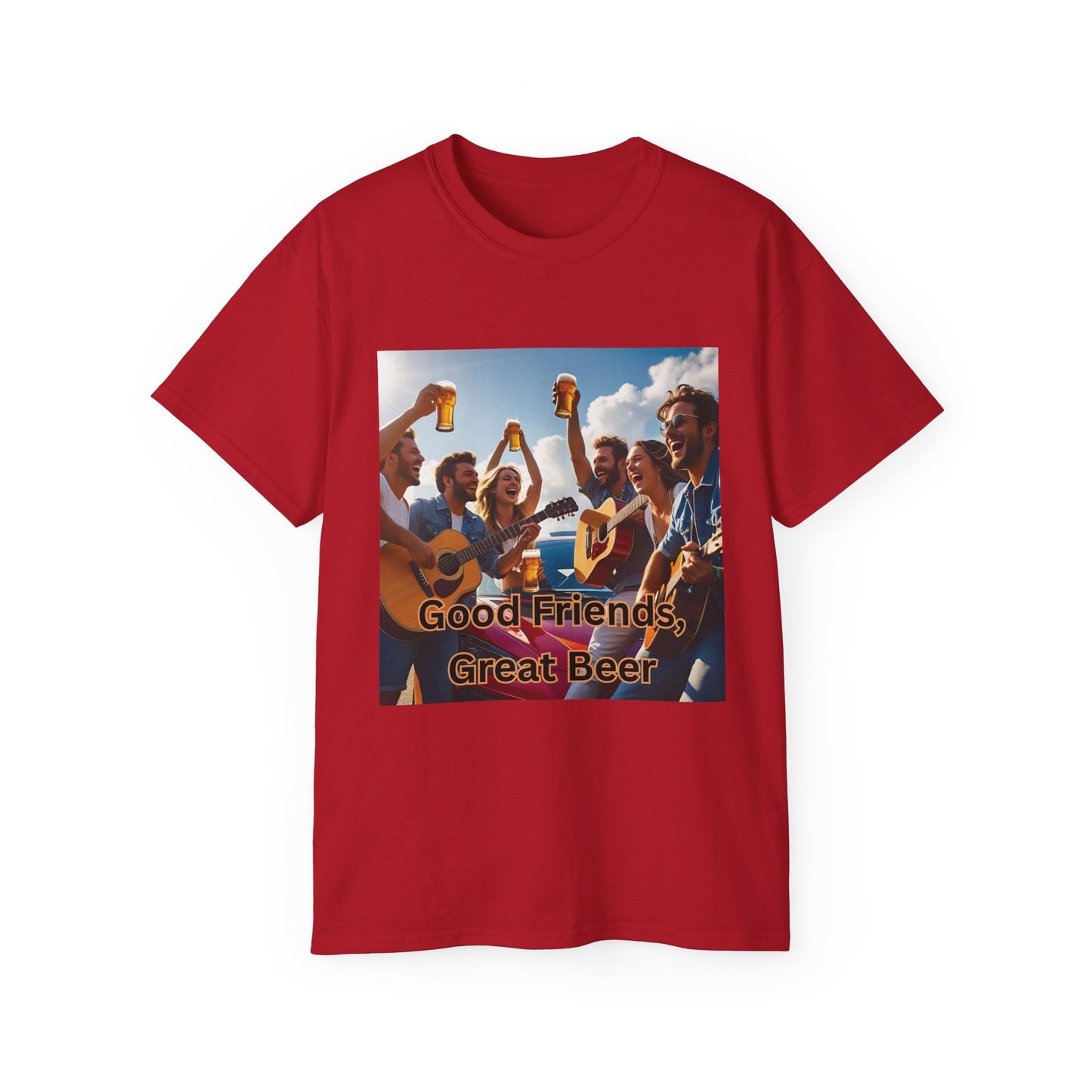 Good Friends, Great Beer Unisex Ultra Cotton Tee, Group Hangout Shirt, Party Apparel, Gift for Beer Lovers, Summer BBQ Outfit