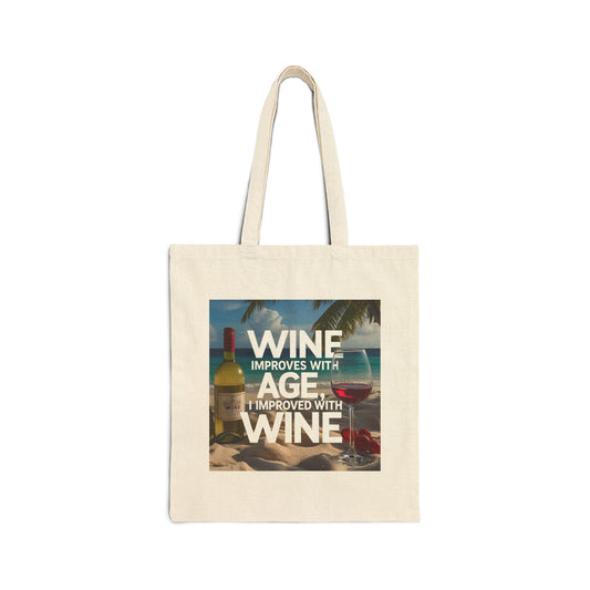Age With Wine - Vintage Wine Lover Tote Bag - Perfect for Wine Enthusiasts, Eco-Friendly Shopping, Gift for Wine Lovers, Casual Outings, Beach Bag