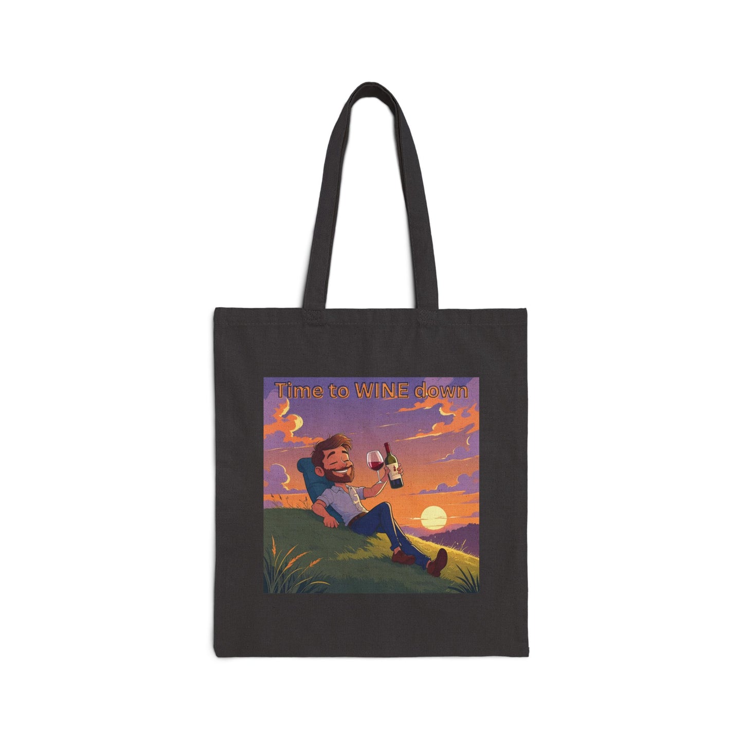 Time to Wine Down - Relaxing Sunsets Cotton Canvas Tote Bag | Eco-Friendly Shopping, Beach Bag, Gift for Friends, Seasonal Use, Travel Companion
