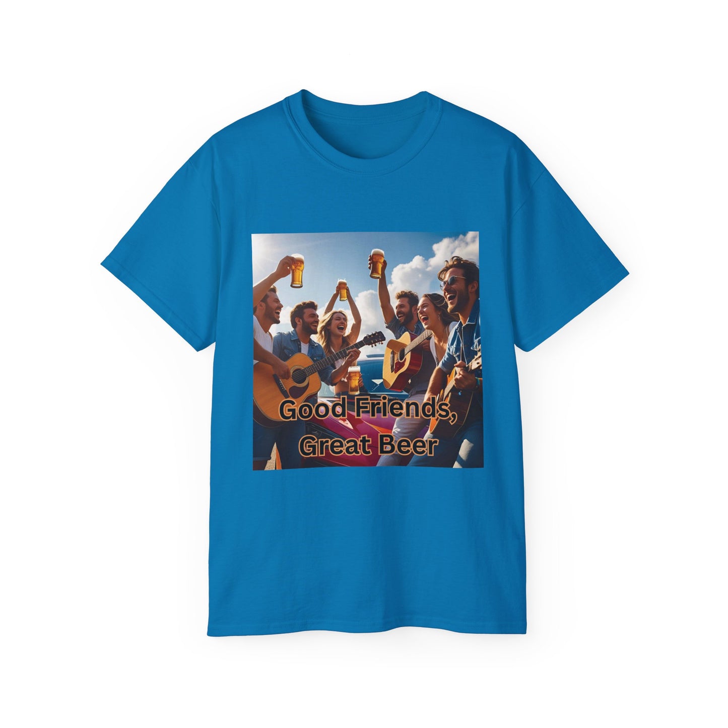Good Friends, Great Beer Unisex Ultra Cotton Tee, Group Hangout Shirt, Party Apparel, Gift for Beer Lovers, Summer BBQ Outfit