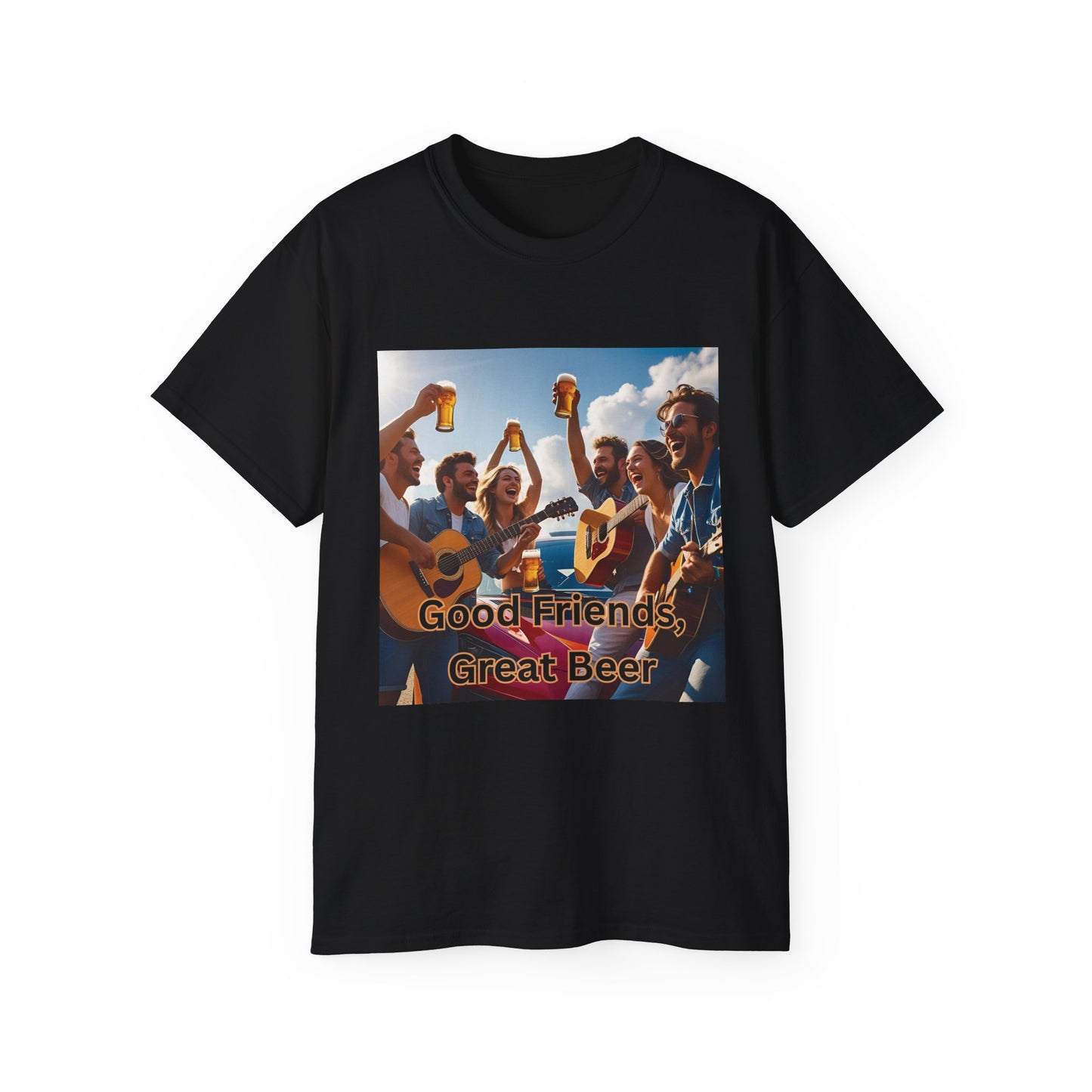 Good Friends, Great Beer Unisex Ultra Cotton Tee, Group Hangout Shirt, Party Apparel, Gift for Beer Lovers, Summer BBQ Outfit