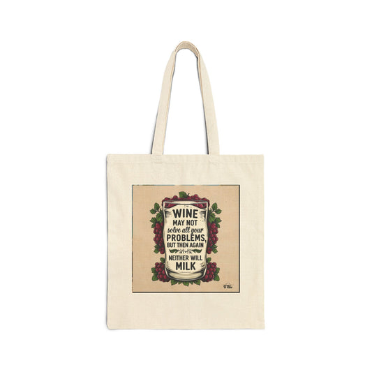 Wine Will Solve Your Problem - Whimsical Wine Quote Tote Bag | Perfect Gift for Wine Lovers, Eco-Friendly Shopping, Funny Gift, Canvas Handbag