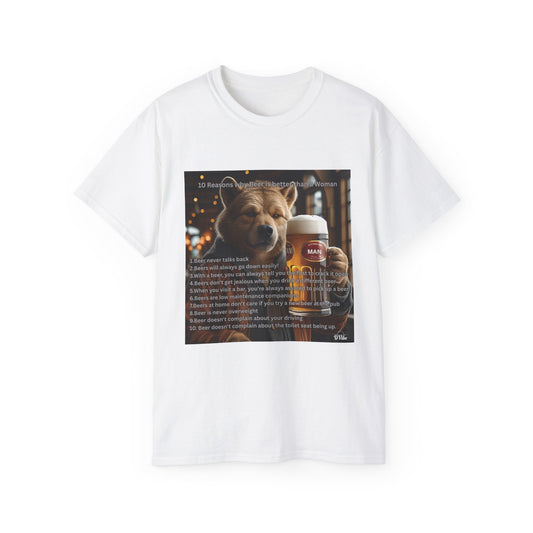 Dog Lover Beers are Better than Woman Ultra Cotton Tee - Perfect Gift for Pet Owners, Fun Animal Shirt, Funny Pet Apparel, Casual Wear, Animal Lovers Merchandise