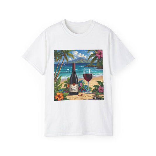 You Had Me at Cabernet - Tropical Wine Vibes Tee | Beach Lover's Unisex Cotton Shirt | Vacation Wear, Gift for Wine Enthusiasts, Summer Style