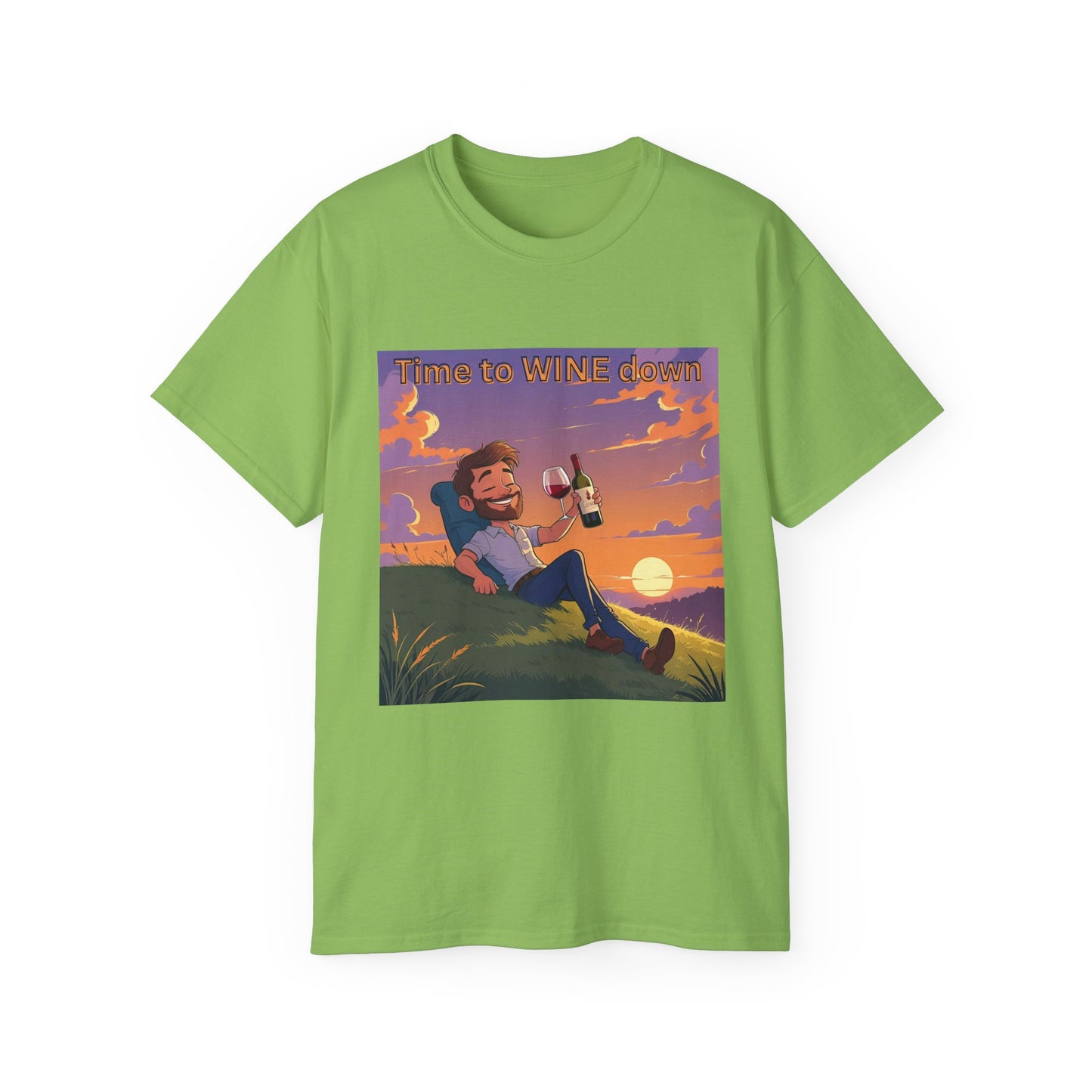 Time to Wine Down - Sunset Wine Vibes Tee, Relaxation Shirt, Unisex Graphic Tee, Gift for Wine Lovers, Summer Party Outfit, Chill Weekend Wear