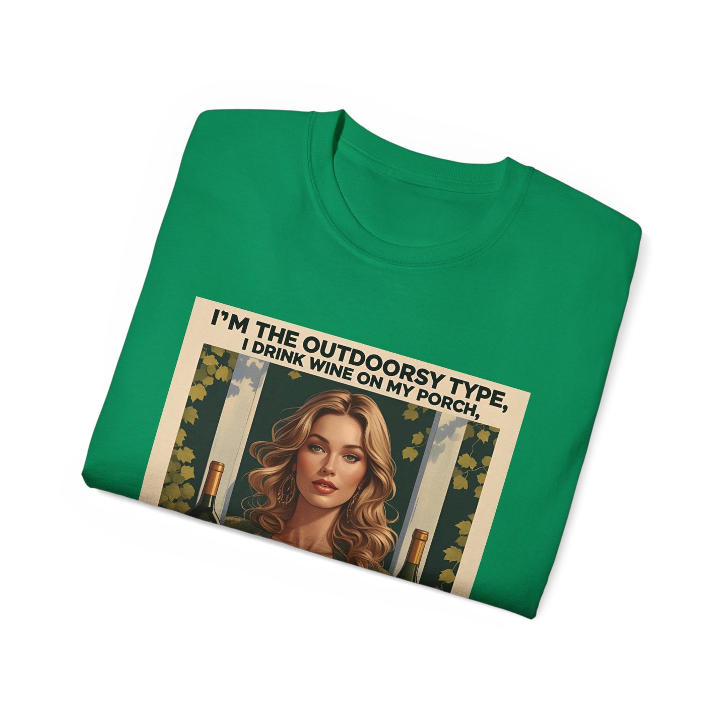 I Drink Wine on my Porch - Unisex Outdoor Wine Lover Tee, Celebrate Wine Enthusiasts, Funny T-Shirt for Porch Relaxation, Gift for Friends, Cozy Outdoor Vibe