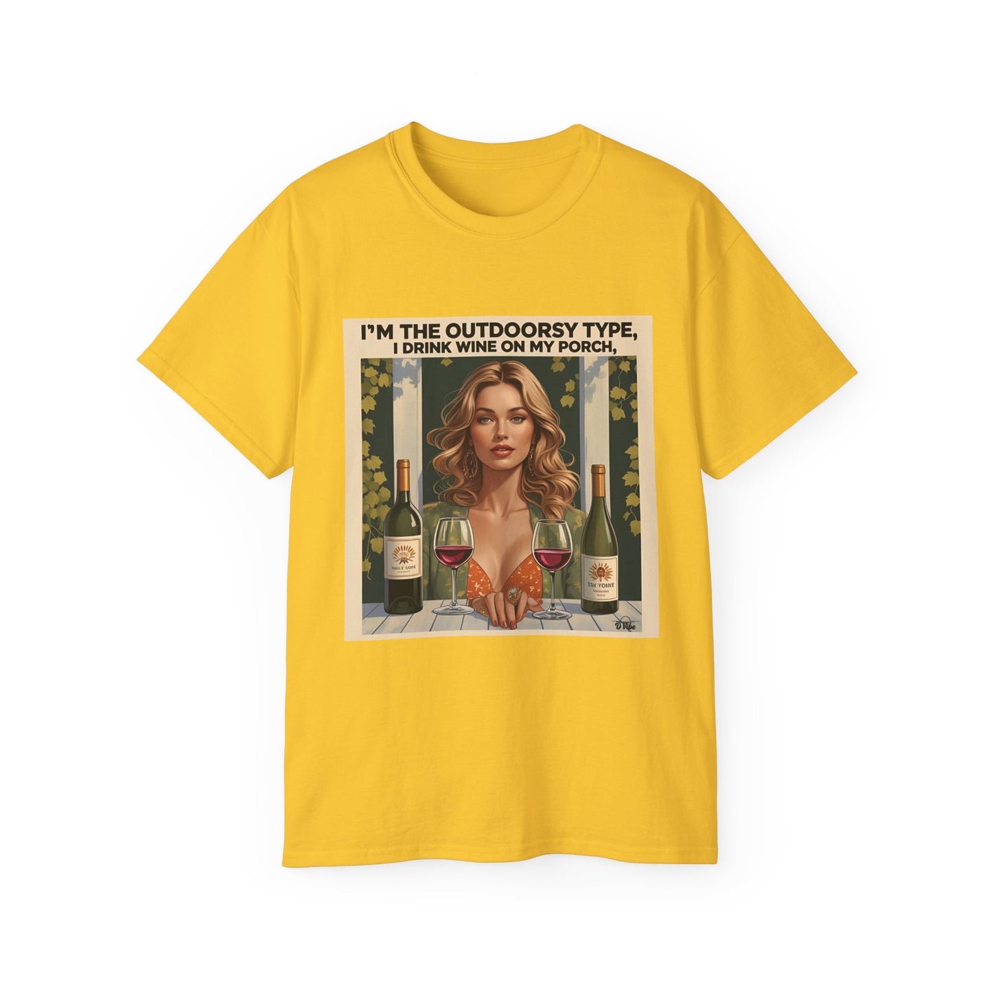 I Drink Wine on my Porch - Unisex Outdoor Wine Lover Tee, Celebrate Wine Enthusiasts, Funny T-Shirt for Porch Relaxation, Gift for Friends, Cozy Outdoor Vibe