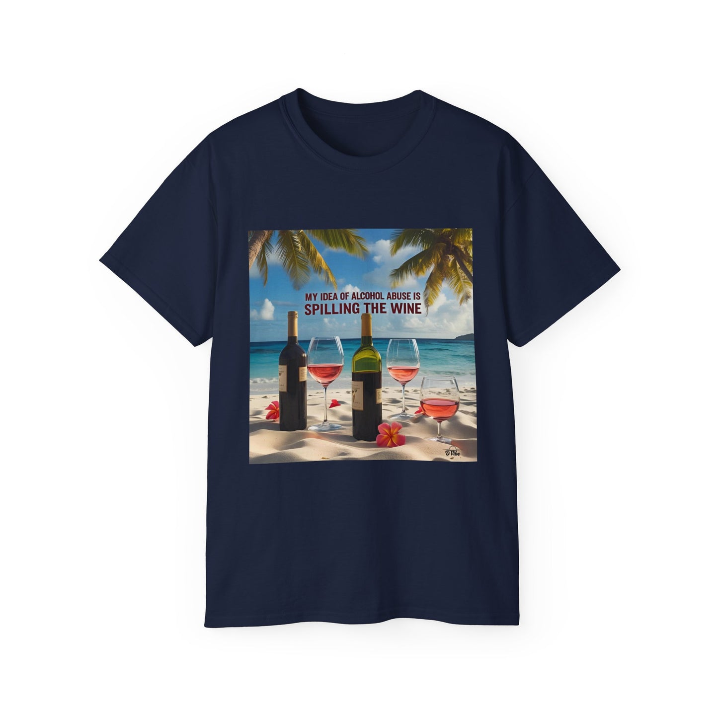 Spilling the Wine - Beach Vibes Wine Tee - Perfect for Summer Gatherings, Gift for Wine Lovers, Casual Outing, Relaxing at the Shore, Beach Party Apparel