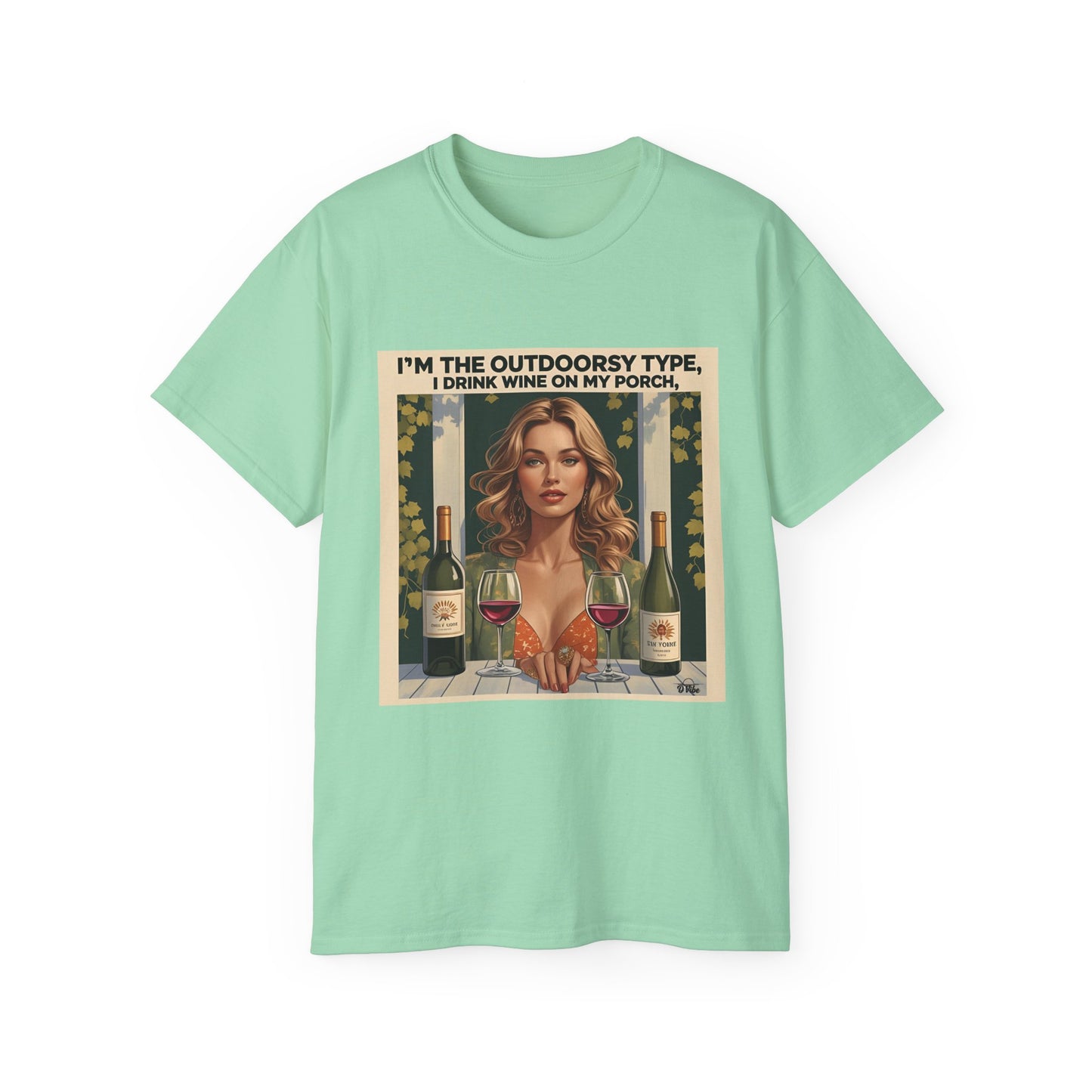 I Drink Wine on my Porch - Unisex Outdoor Wine Lover Tee, Celebrate Wine Enthusiasts, Funny T-Shirt for Porch Relaxation, Gift for Friends, Cozy Outdoor Vibe