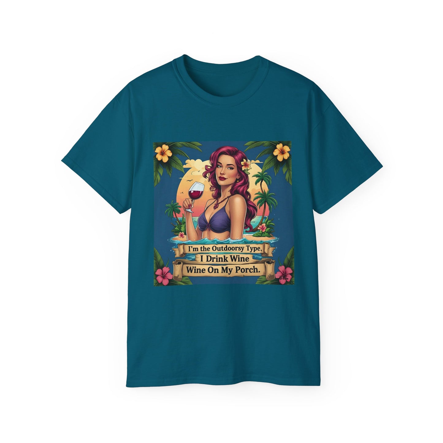 I Drink Wine on my Porch - Wine Lover's Unisex Tee, Perfect Gift for Outdoor Enthusiasts, Summer Vibes, Garden Parties, Wine Nights, Casual Comfort