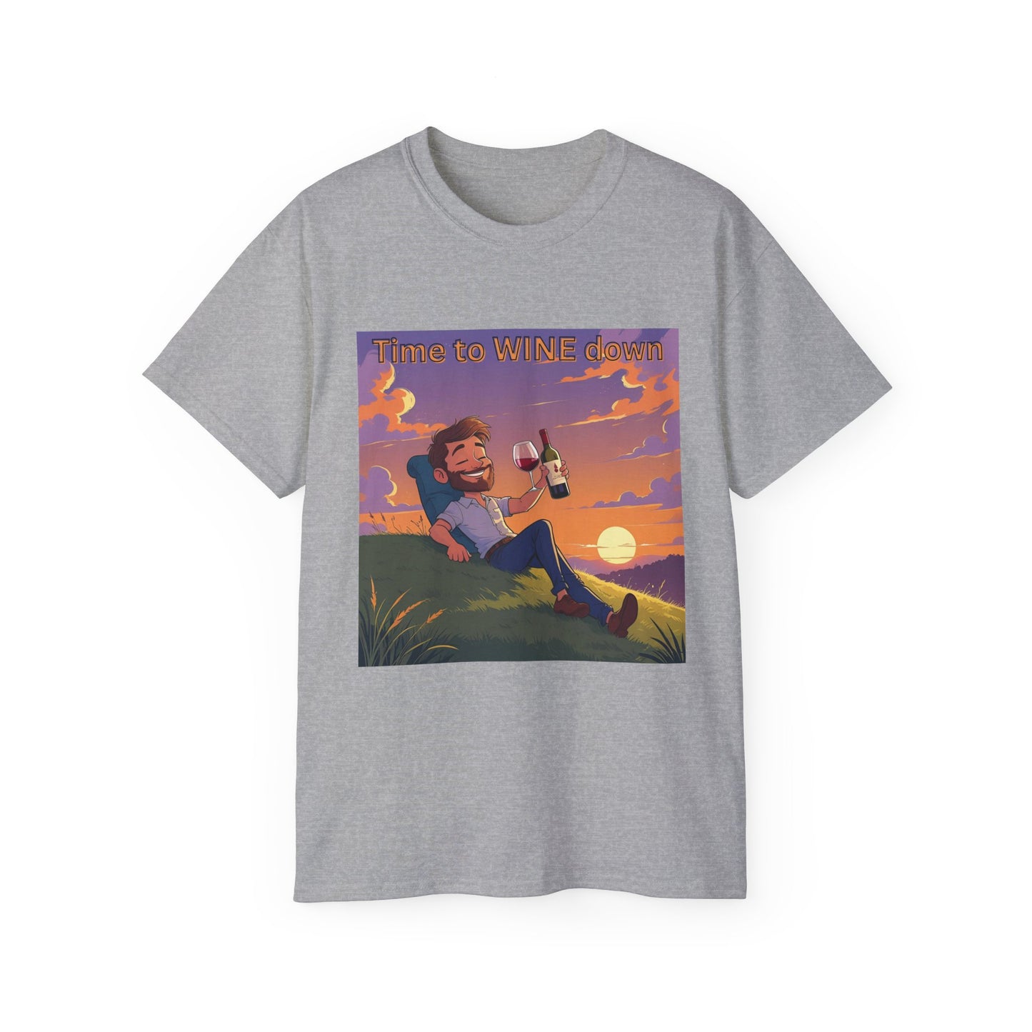 Time to Wine Down - Sunset Wine Vibes Tee, Relaxation Shirt, Unisex Graphic Tee, Gift for Wine Lovers, Summer Party Outfit, Chill Weekend Wear