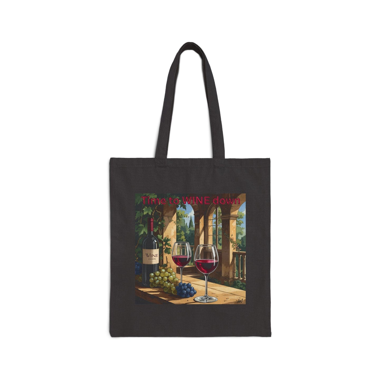 Time to Wine Down - Wine Lovers Cotton Canvas Tote Bag | Reusable Grocery Shopping Bag, Eco-Friendly, Gift for Wine Enthusiasts, Travel Tote, Art Tote
