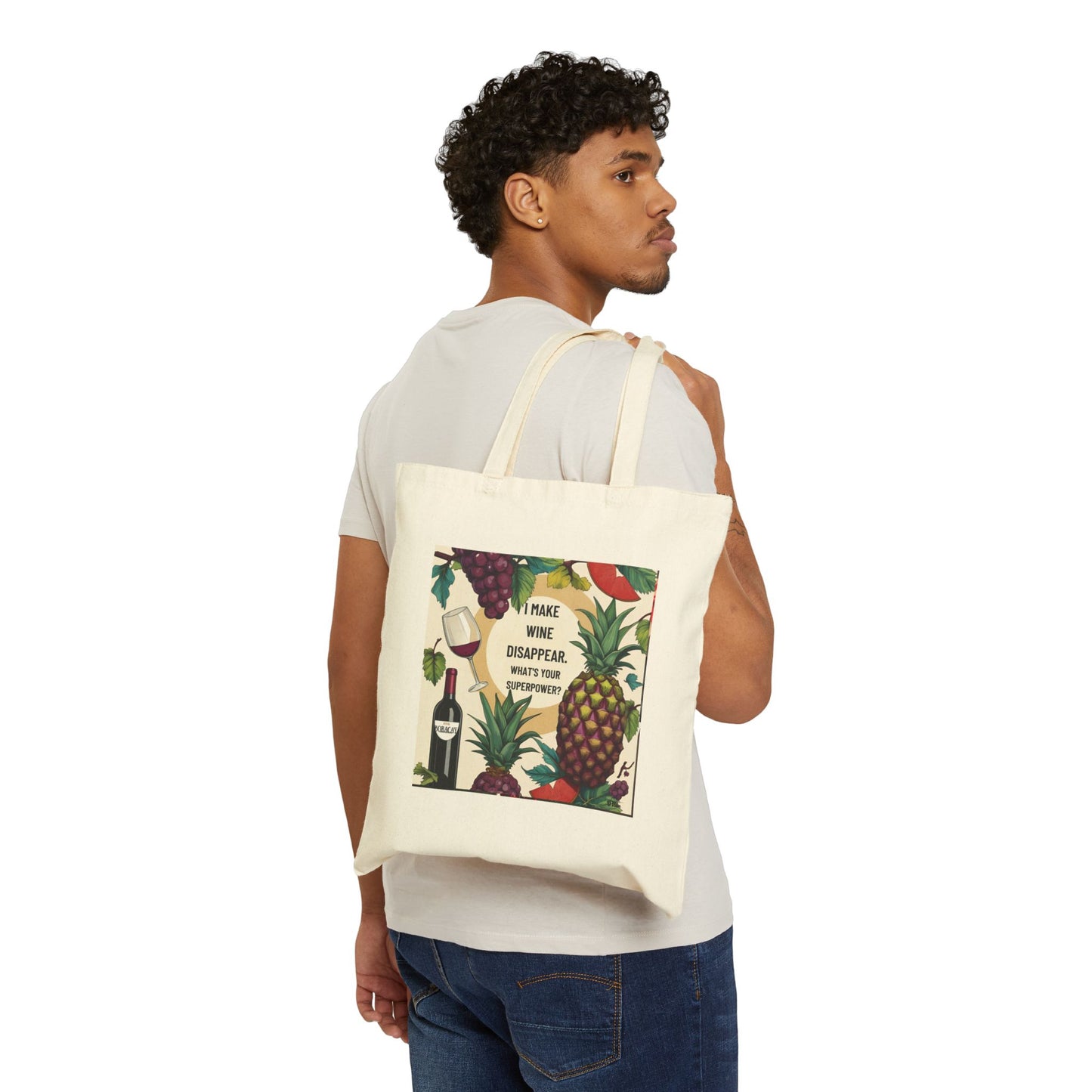 I Make Wine Disappear- Wine Lover's Cotton Canvas Tote Bag - Fun Gift for Wine Enthusiasts, Picnic Essential, Reusable Grocery Bag, Eco-Friendly Carryall