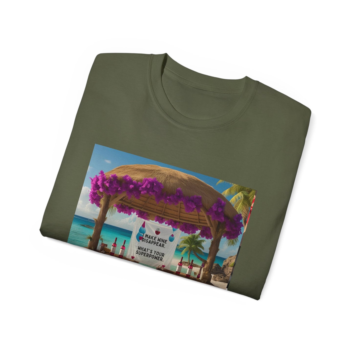 I Make Wine Disappear, What's Your Superpower - Tropical Paradise Tee | Beach Vacation Shirt, Unisex Graphic T-Shirt, Summer Apparel, Gift for Travelers, Holiday Outfit