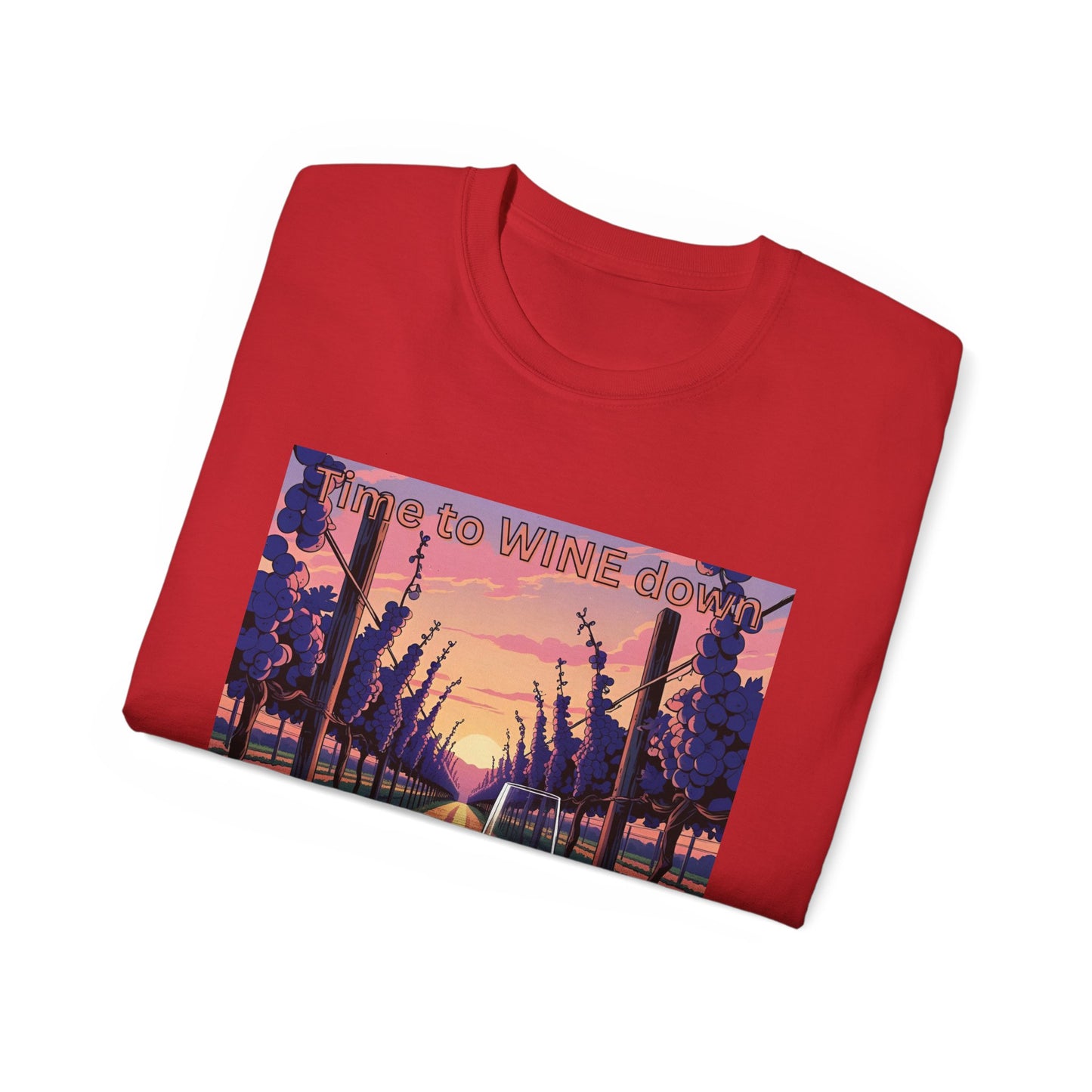 Time to Wine Down - Wine Lover's Unisex Cotton Tee - Perfect for Parties, Gifts, Relaxation, Wine Nights, and Celebrations