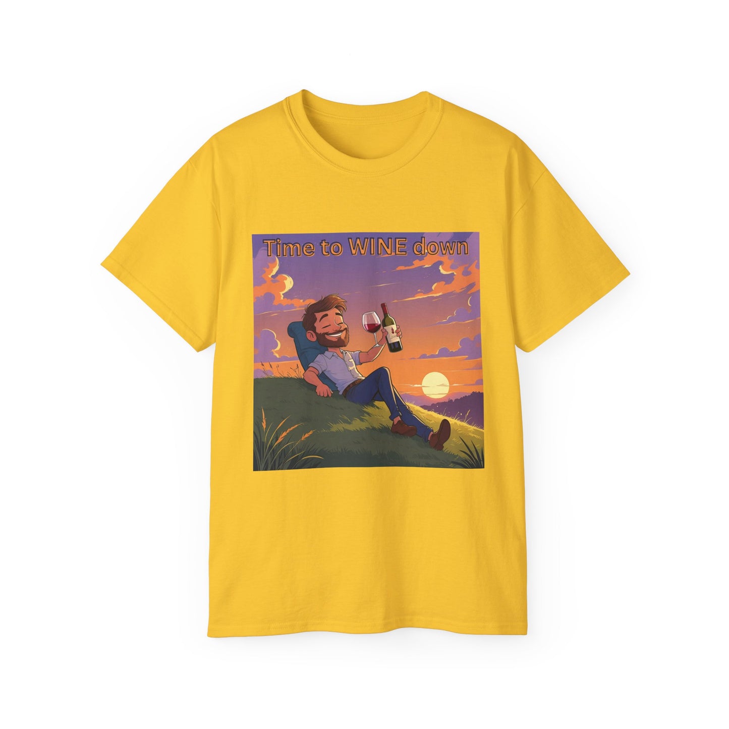 Time to Wine Down - Sunset Wine Vibes Tee, Relaxation Shirt, Unisex Graphic Tee, Gift for Wine Lovers, Summer Party Outfit, Chill Weekend Wear